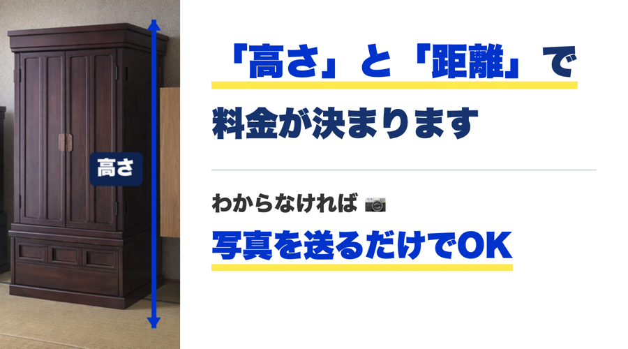 お仏壇の移動料金は高さと距離で決まります